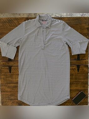 Vineyard Vines Sankaty Navy White Striped Performance Shirt Dress Size M